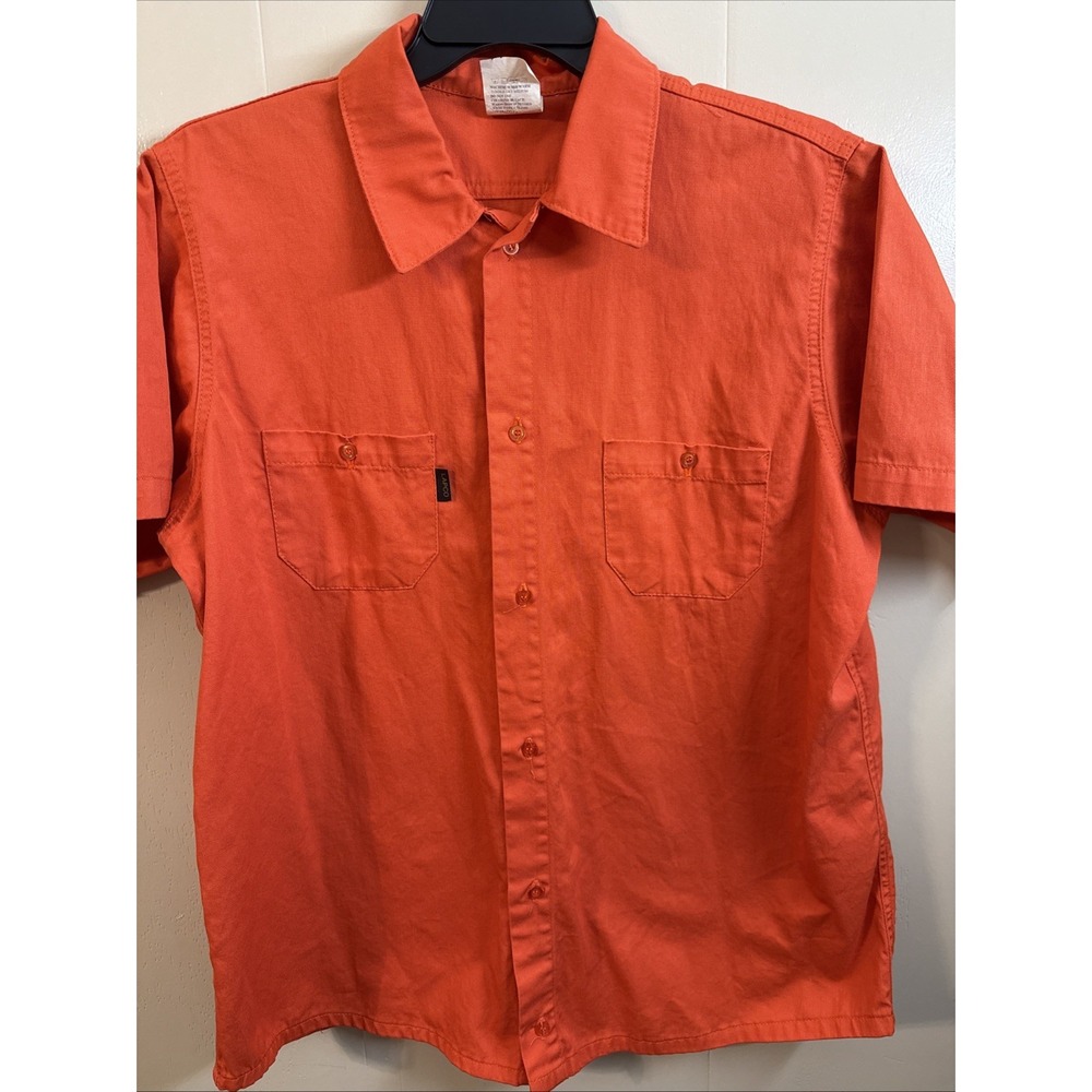 Lapco Safety Orange Men's Short Sleeve Button Down Work Shirt